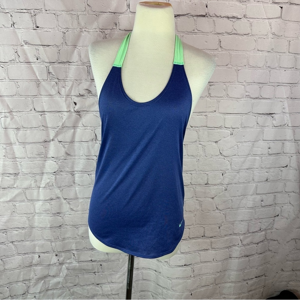 Nike Womens XS blue Mint Halter tank workout Top activewear gym cross train